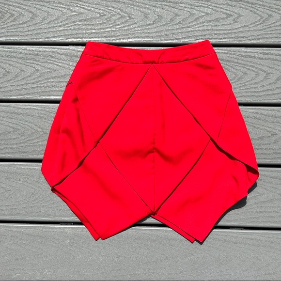 MDS Red Skirt Layered Mini Zip Up Back Size Small Red - Picture 1 of 10